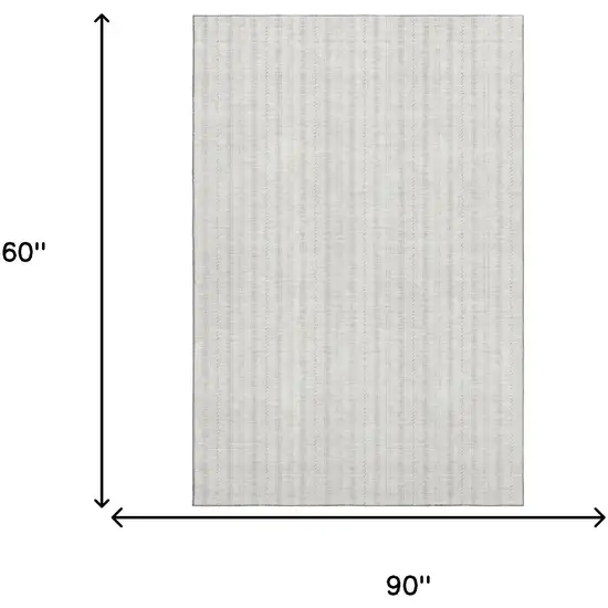Ivory And Beige Striped Washable Area Rug With UV Protection Photo 9