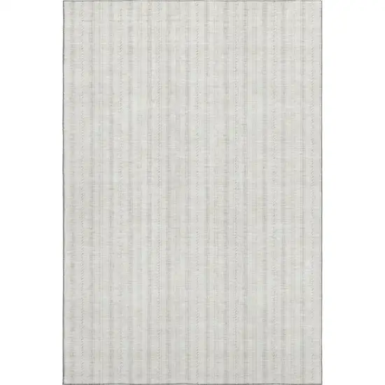 Ivory And Beige Striped Washable Area Rug With UV Protection Photo 3