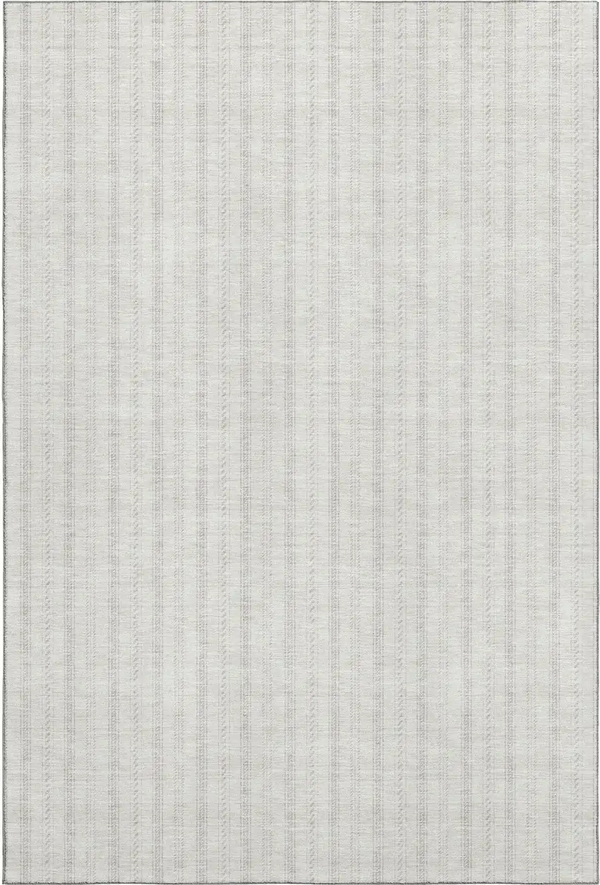 Ivory And Beige Striped Washable Area Rug With UV Protection Photo 3