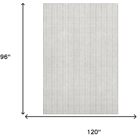 Ivory And Beige Striped Washable Area Rug With UV Protection Photo 8