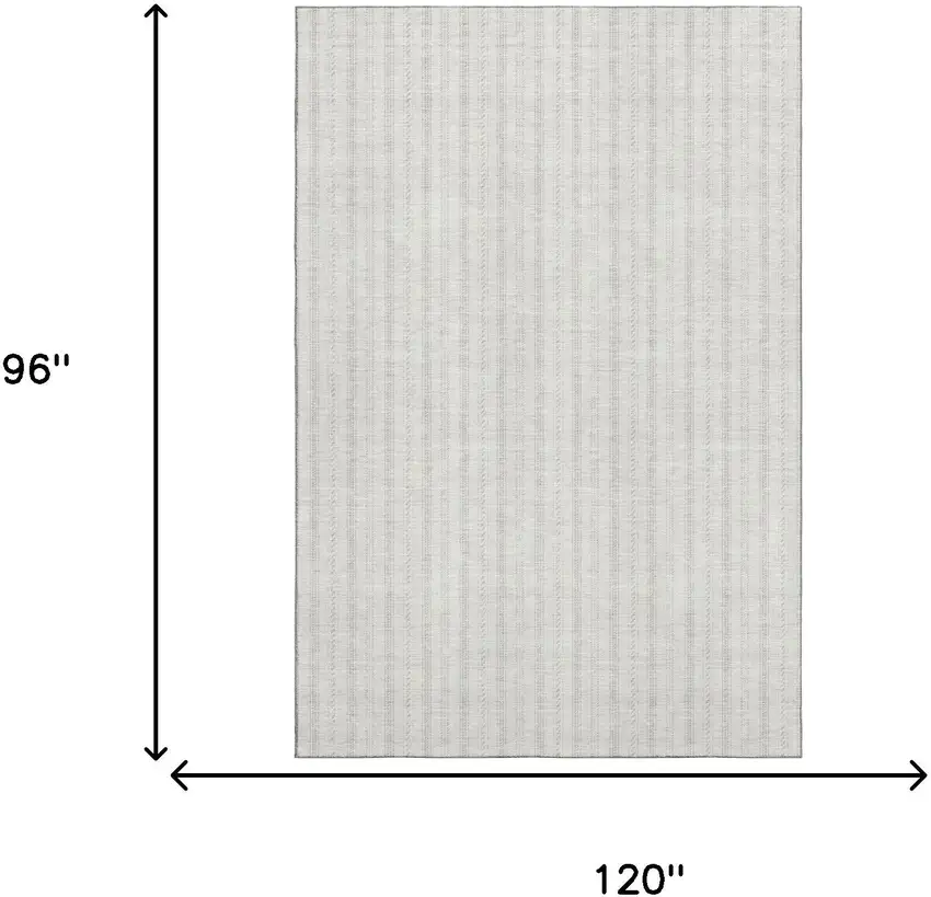 Ivory And Beige Striped Washable Area Rug With UV Protection Photo 8