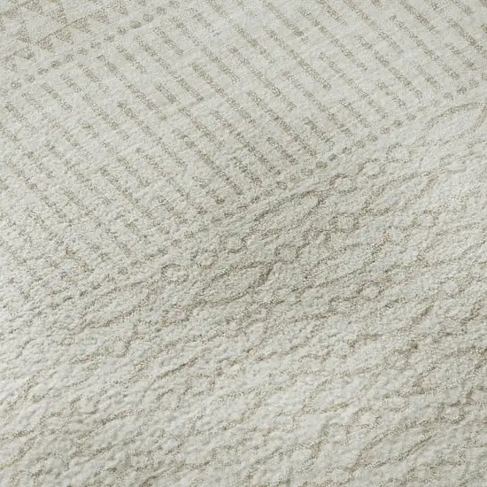 Ivory And Beige Striped Washable Area Rug With UV Protection Photo 1