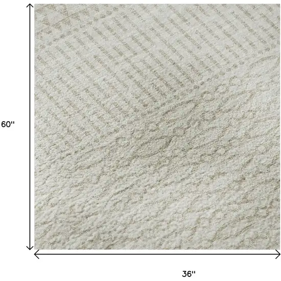 Ivory And Beige Striped Washable Area Rug With UV Protection Photo 8