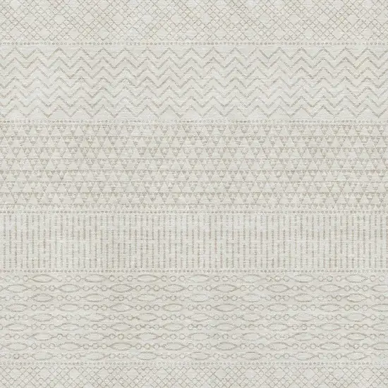Ivory And Beige Striped Washable Area Rug With UV Protection Photo 3