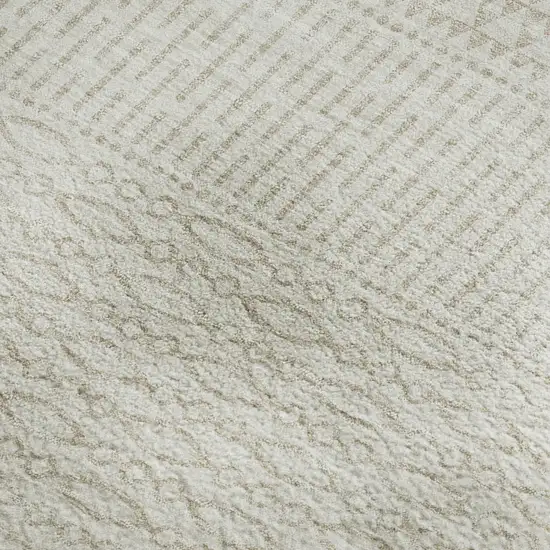 Ivory And Beige Striped Washable Area Rug With UV Protection Photo 3