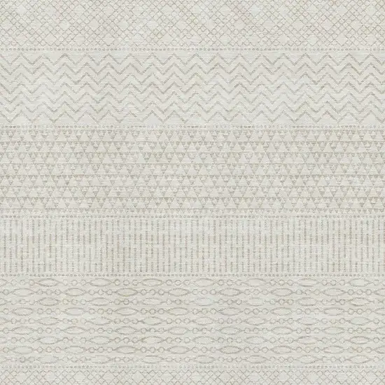 Ivory And Beige Striped Washable Area Rug With UV Protection Photo 3