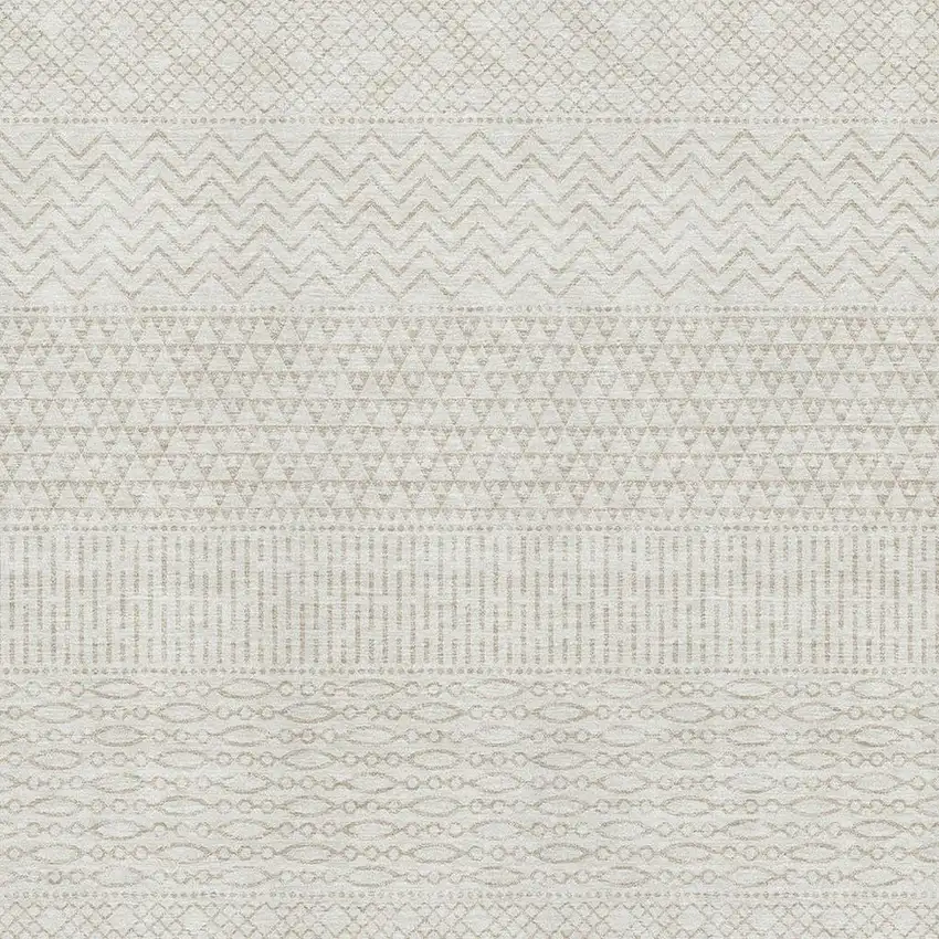 Ivory And Beige Striped Washable Area Rug With UV Protection Photo 3