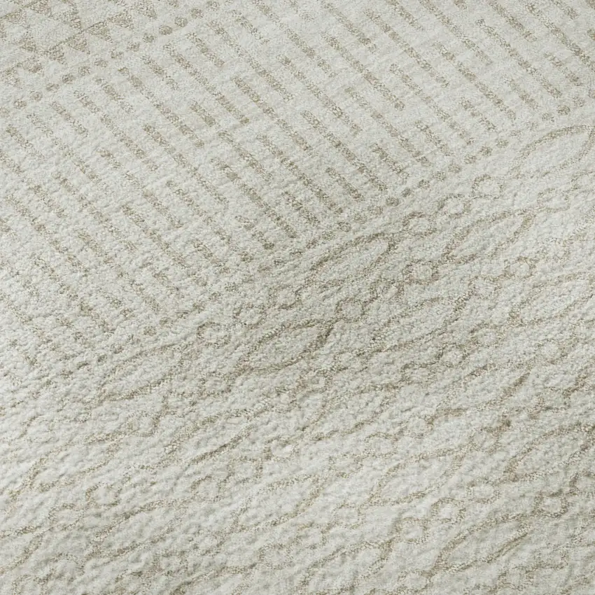 Ivory And Beige Striped Washable Area Rug With UV Protection Photo 1