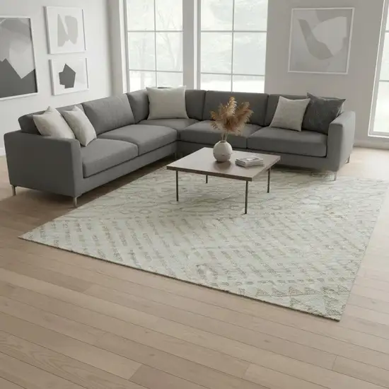 Ivory And Beige Striped Washable Area Rug With UV Protection Photo 2