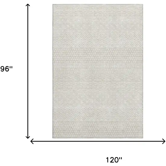 Ivory And Beige Striped Washable Area Rug With UV Protection Photo 8