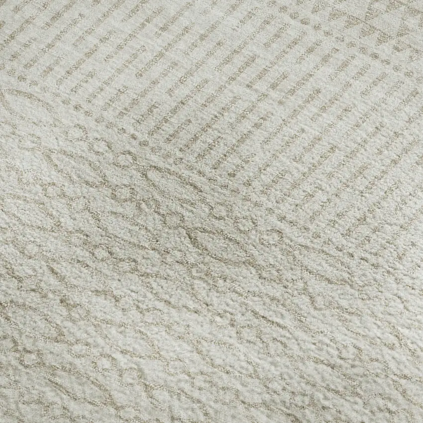 Ivory And Beige Striped Washable Area Rug With UV Protection Photo 2