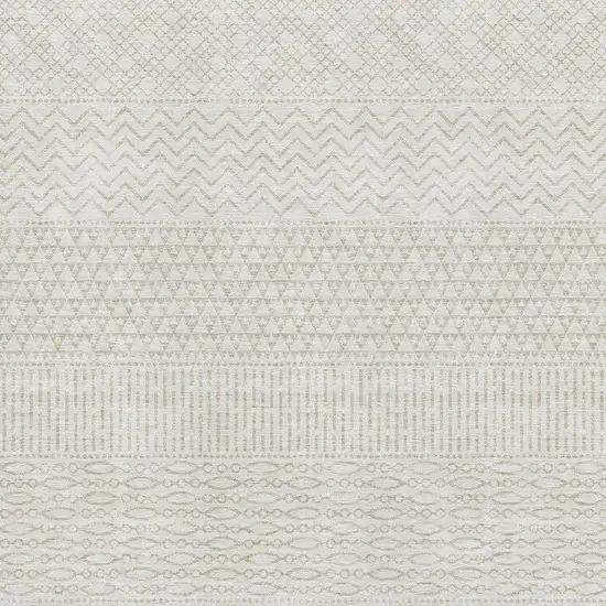 Ivory And Beige Striped Washable Area Rug With UV Protection Photo 3