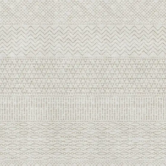 Ivory And Beige Striped Washable Area Rug With UV Protection Photo 3