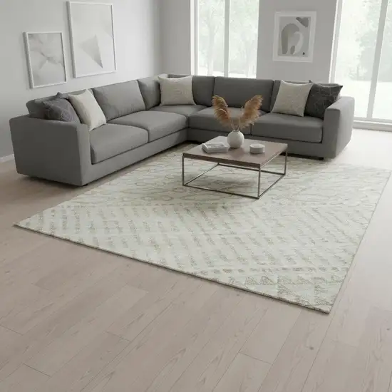 Ivory And Beige Striped Washable Area Rug With UV Protection Photo 2