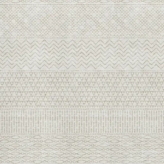 Ivory And Beige Striped Washable Area Rug With UV Protection Photo 3