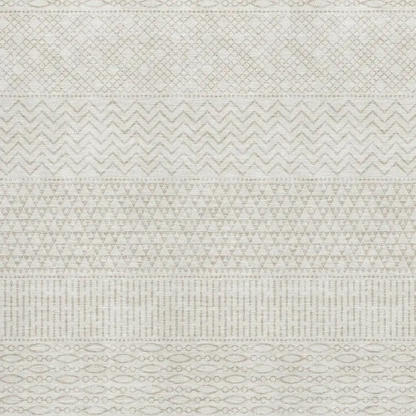Ivory And Beige Striped Washable Area Rug With UV Protection Photo 3