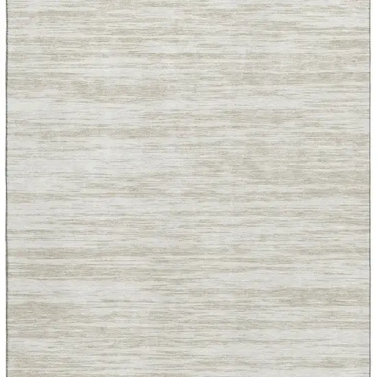 Ivory And Beige Striped Washable Area Rug With UV Protection Photo 2