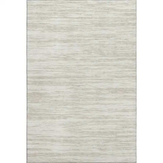 Ivory And Beige Striped Washable Area Rug With UV Protection Photo 1