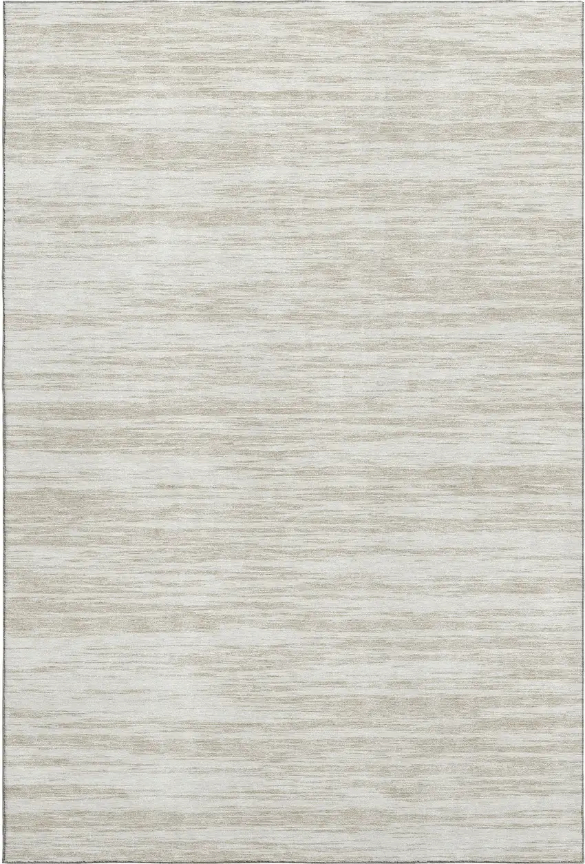 Ivory And Beige Striped Washable Area Rug With UV Protection Photo 1