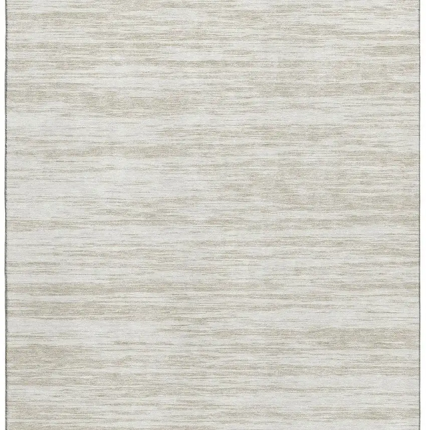 Ivory And Beige Striped Washable Area Rug With UV Protection Photo 3