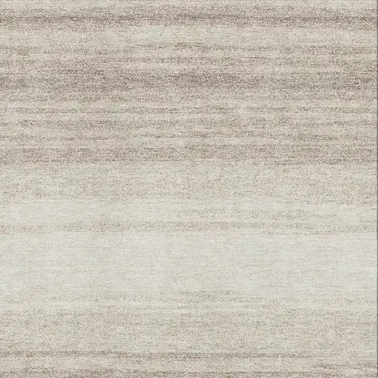 Ivory And Beige Striped Washable Area Rug With UV Protection Photo 2