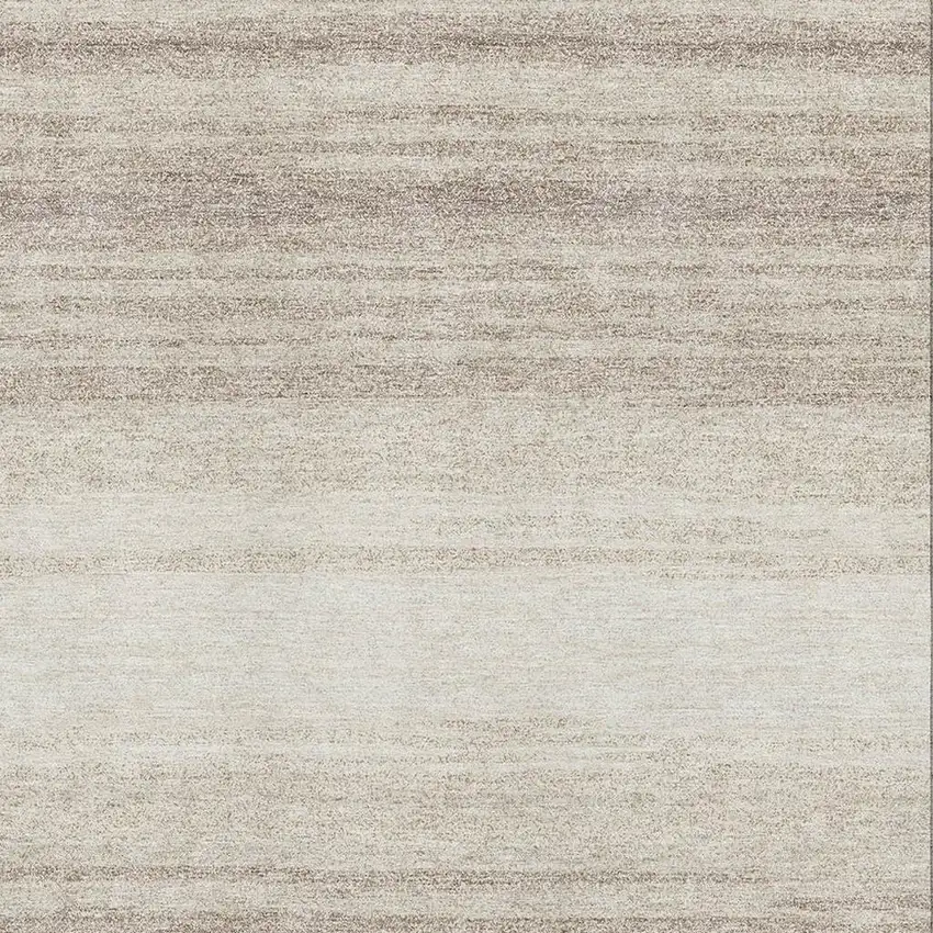 Ivory And Beige Striped Washable Area Rug With UV Protection Photo 2