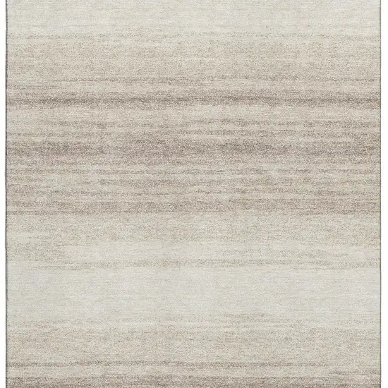Ivory And Beige Striped Washable Area Rug With UV Protection Photo 3