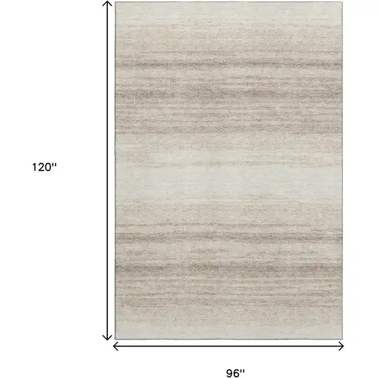 Ivory And Beige Striped Washable Area Rug With UV Protection Photo 8