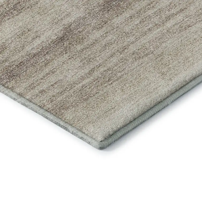 Ivory And Beige Striped Washable Area Rug With UV Protection Photo 7