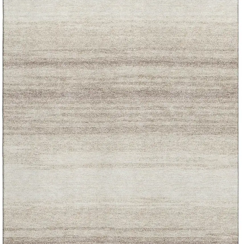 Ivory And Beige Striped Washable Area Rug With UV Protection Photo 2