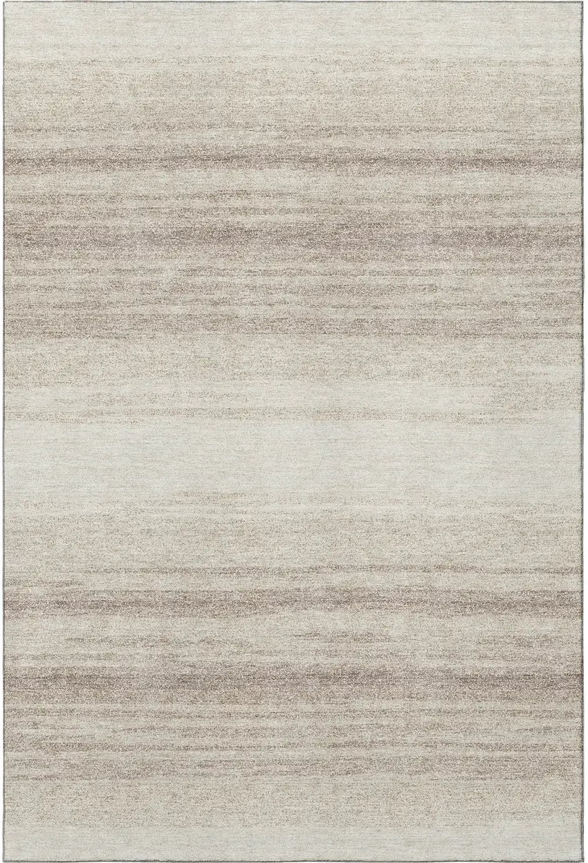 Ivory And Beige Striped Washable Area Rug With UV Protection Photo 3