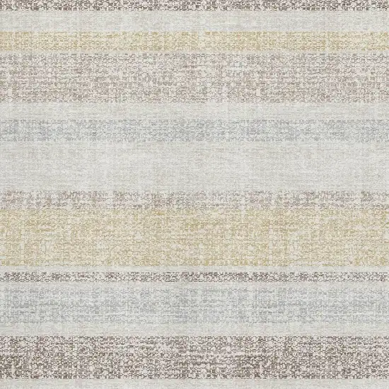 Ivory And Beige Striped Washable Area Rug With UV Protection Photo 3