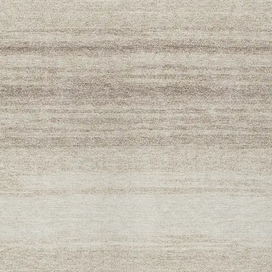 Ivory And Beige Striped Washable Indoor Outdoor Area Rug Photo 6