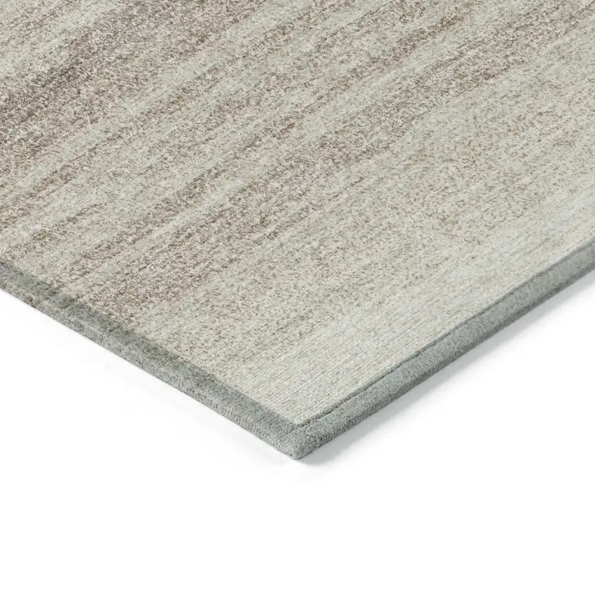 Ivory And Beige Striped Washable Indoor Outdoor Area Rug Photo 5