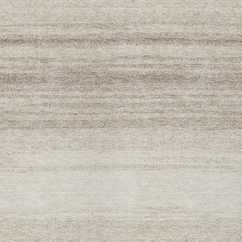 Ivory And Beige Striped Washable Indoor Outdoor Area Rug Photo 6