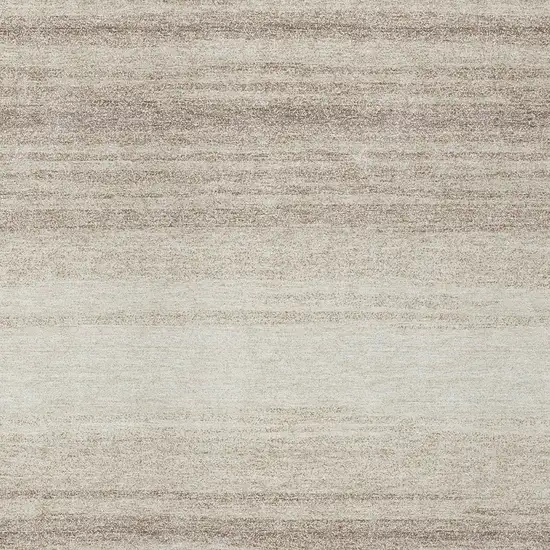 Ivory And Beige Striped Washable Indoor Outdoor Area Rug Photo 6