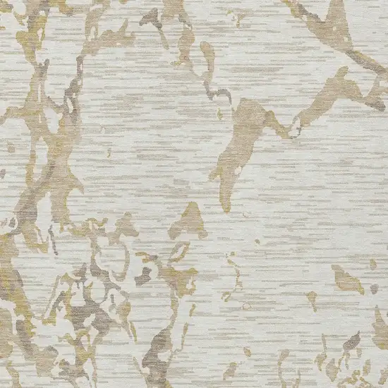 Ivory And Beige Striped Washable Indoor Outdoor Area Rug Photo 6