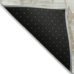 Photo of Ivory And Beige Striped Washable Indoor Outdoor Area Rug
