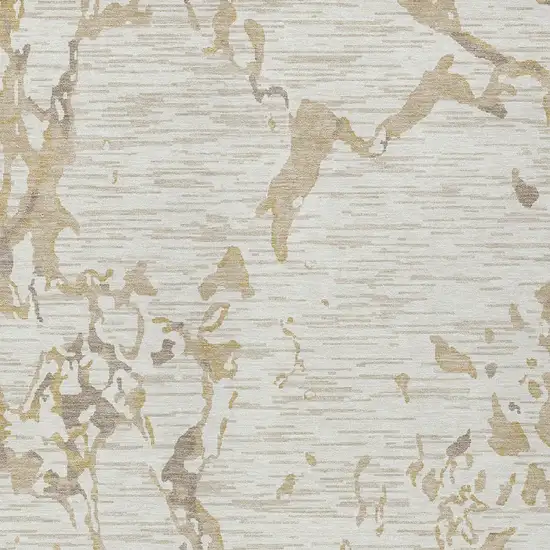 Ivory And Beige Striped Washable Indoor Outdoor Area Rug Photo 4