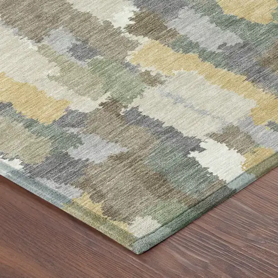 Ivory And Beige Striped Washable Indoor Outdoor Area Rug Photo 8