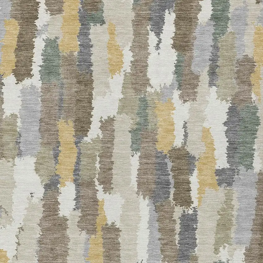 Ivory And Beige Striped Washable Indoor Outdoor Area Rug Photo 2