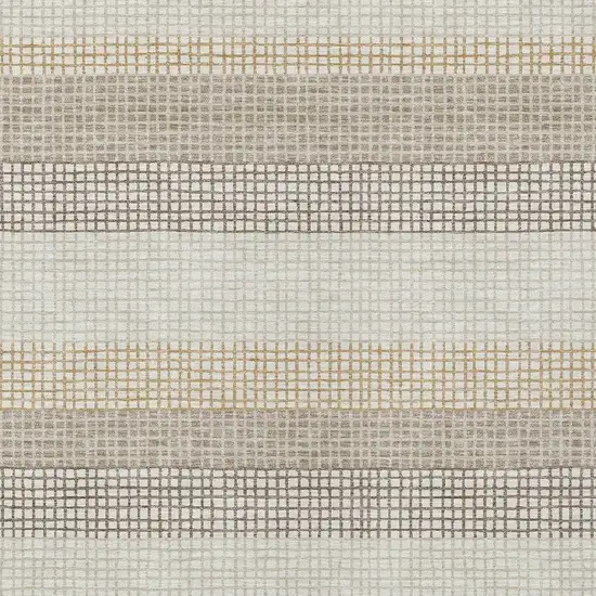 Ivory And Beige Striped Washable Indoor Outdoor Area Rug Photo 3