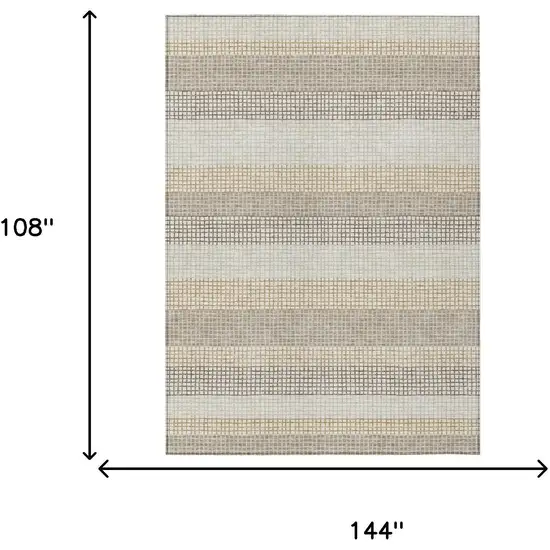 Ivory And Beige Striped Washable Indoor Outdoor Area Rug Photo 7
