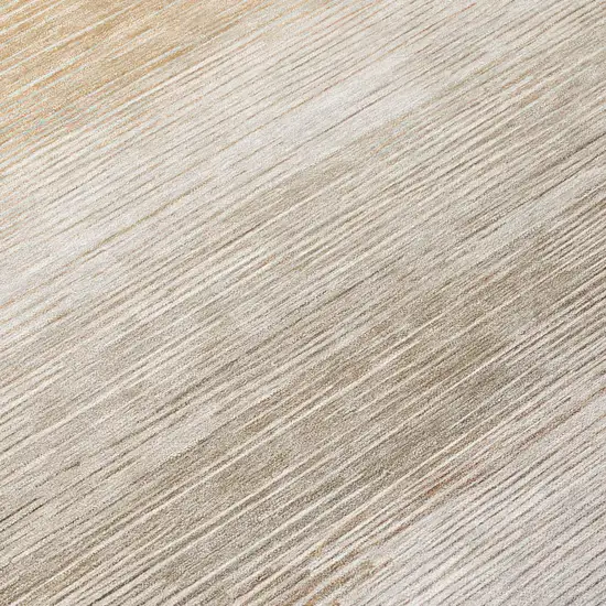 Ivory And Beige Striped Washable Indoor Outdoor Area Rug Photo 5