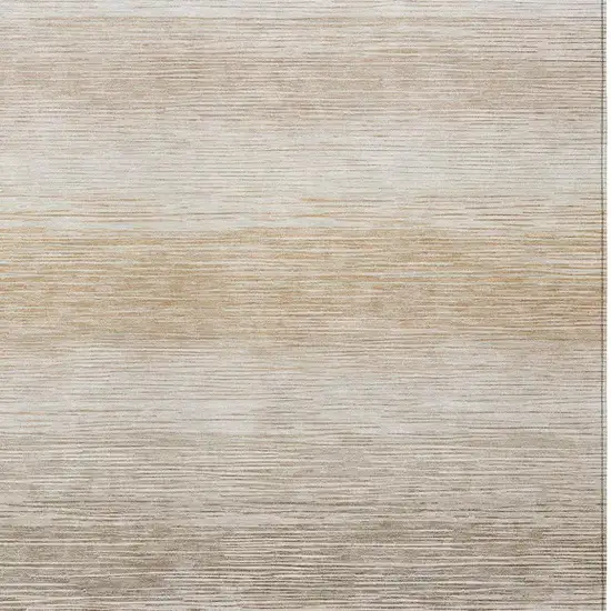 Ivory And Beige Striped Washable Indoor Outdoor Area Rug Photo 2