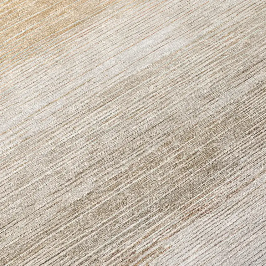 Ivory And Beige Striped Washable Indoor Outdoor Area Rug Photo 5