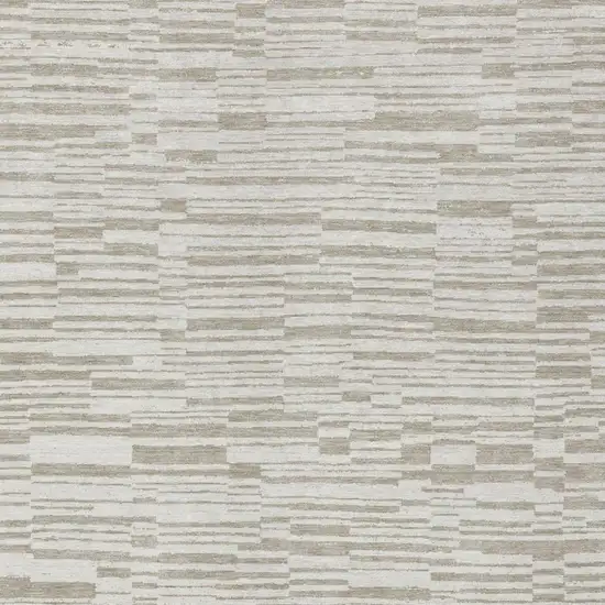 Ivory And Beige Striped Washable Indoor Outdoor Area Rug Photo 1