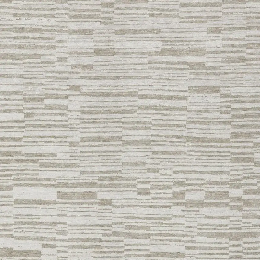 Ivory And Beige Striped Washable Indoor Outdoor Area Rug Photo 1