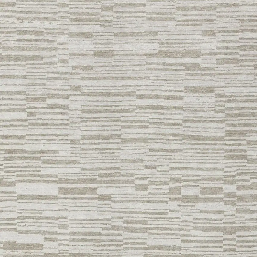 Ivory And Beige Striped Washable Indoor Outdoor Area Rug Photo 1