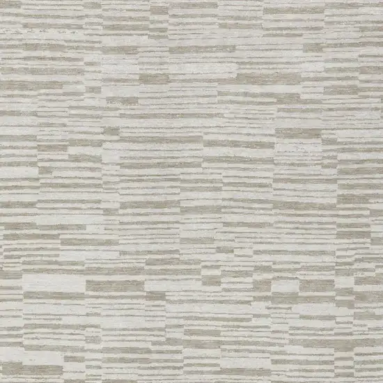 Ivory And Beige Striped Washable Indoor Outdoor Area Rug Photo 1